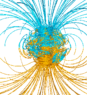 Struktura pola magnetycznego wewnątrz Ziemi.